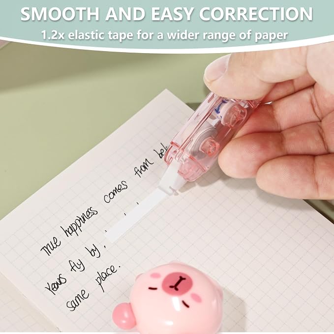 2 in 1 Correction Tape and Double Sided Tape Roller, Cute Quick Dry Japan White correction tape,with Permanent Double Sided Adhesive Tape Roller,for School Office Supplies