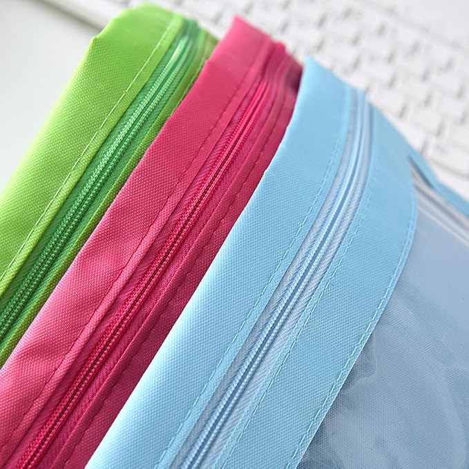 Zippered Pen Pencil Binder Pouch | 3 Rings with Clear Window for School Classroom Organizers 8 Pcs (Light Blue)