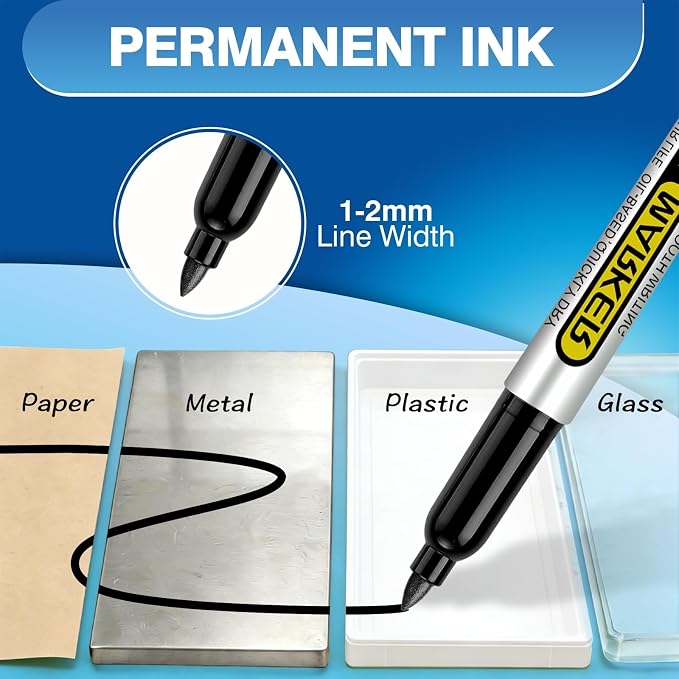 SFAIH 150 Black Permanent Markers Bulk -1s Quick Drying, Fine Point Markers for Write Mark, School, Office, Warehouse, Business, Logistics, Durable, Waterproof Ink on Paper, Plastic, Metal, Cardboard