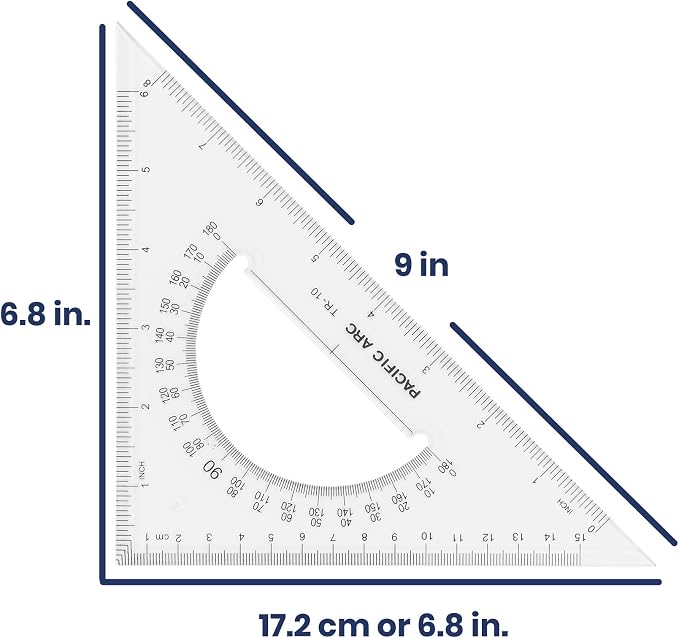 Pacific Arc - Triangle Set 10 Inch 30/60 & 45/90 - Student, Professional or DIY use. - 2 Pack
