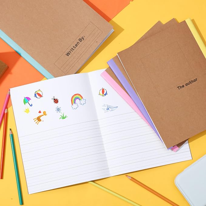 Henoyso 10 Pack Primary Composition Notebook, 9-3/4" x 7-1/2", Kids Primary Journal, K-2 Writing Notebook for Kids Student Draw Write Story Journal Half Blank Books(Macaron Color)
