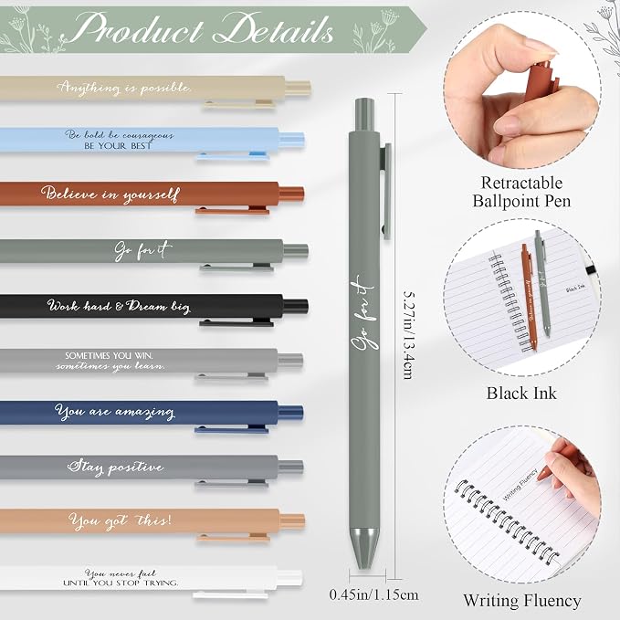 Tenceur 10 Set Mini Inspirational Notebook Back to School Motivational Pen Bulk Teacher Gift Small Pocket Journals Notepad Employee Appreciation Gift for Coworker Office (Classic Color)