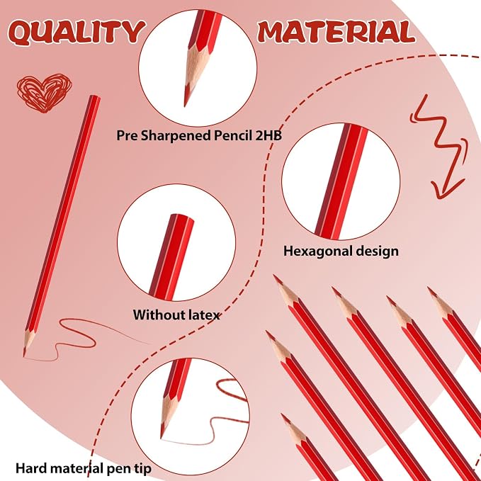 12 Pack Red Colored Pencils for Kids, Pre-sharpened Art Pencils Back to School Supplies Set, Drawing Sketching Pencils for Students, Teachers, Classroom