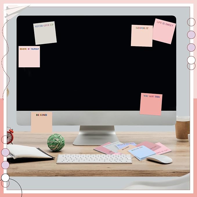 Yinder 24 Pcs Sticky Notes Gifts Bulk,Inspirational,Aesthetics