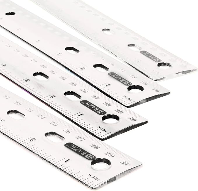 BAZIC Products 12 in Clear Plastic Ruler, Inch & Metric (30 cm), 288-Case | clear inch and centimeter marks for measuring and drawing straight lines