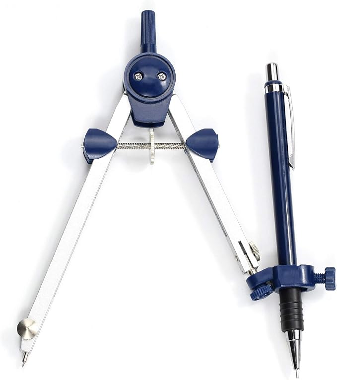 UNJOO 9Pc Geometry Set Metal Compass, Geometry Precision Tool (Blue) | Circle Drawing Tool and Architecture, Drafting Kits for Engineer with Shatterproof Storage Box