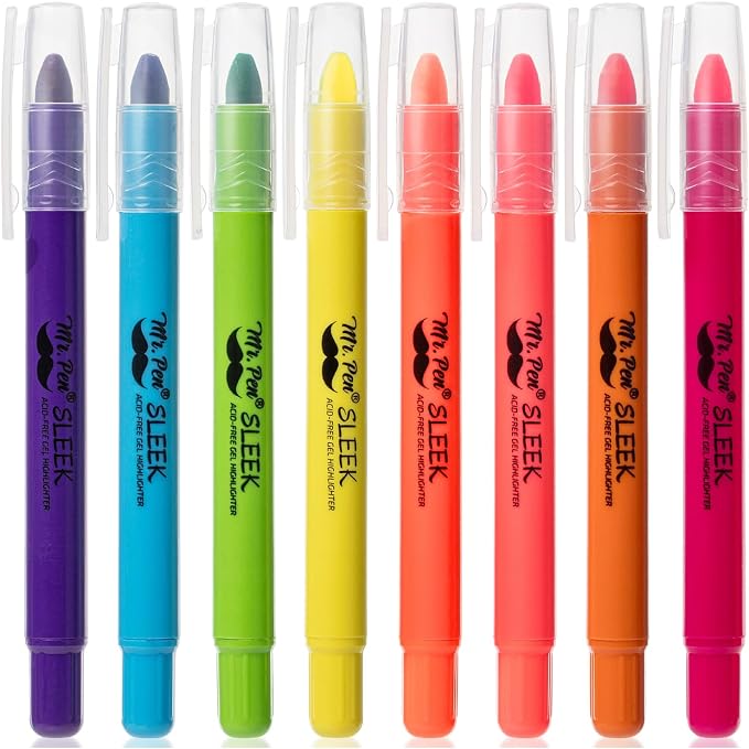 Mr. Pen- No Bleed Gel Highlighters, Vibrant Colors, 8 Pack | Bible Highlighters and Pens No Bleed, Bible Markers for Study, Journaling, School Supplies and Accessories