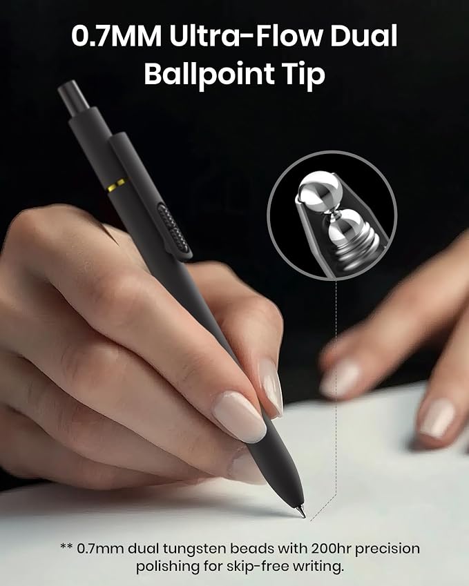 Hiacry 8 Pcs Gel Pens - 0.7mm Fine Point Smooth Writing Black Ink, Quick-Dry Long Lasting Fidget Pens, School & Office Supplies for Men Women（Classic-Black Ink）