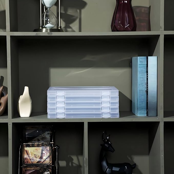 Outus 6 Pieces A4 File Box Paper Photo Storage Box A4 Portable Project Case Clear Plastic Document Magazine Organizer for Back to School Office Supplies Accessories
