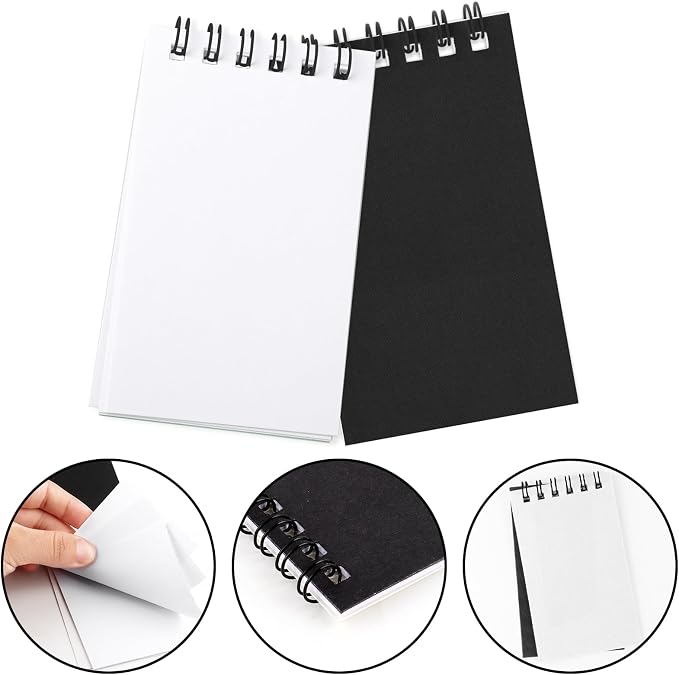 Hooqict 10 Pack Pocket Notebook 3x5 Small Spiral Notepads Black Mini Notebooks with Lined Pages, Memo Note Pads for Work, Office, School, 50 Sheets/100 Pages