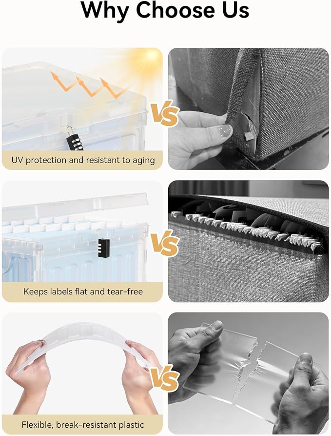 Oterri Lockable Plastic File Box with Lid for Letter-Size | Hanging File Folders Not Included. Clear, Large 2-Pack. Home, Office, Classroom, Dorm, Tax, Under Bed, Filing Cabinet.