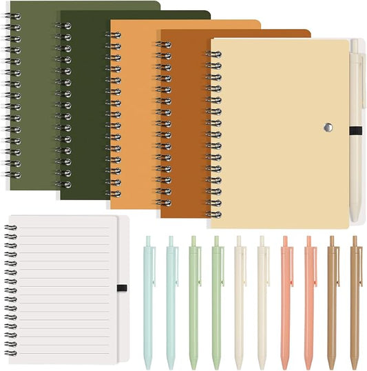 Resurhang 15 Sets Small Notebook Journal with Pen Bulk 4.5 * 5.5 Inch Pocket Size Spiral Lined Notepad for Women Men 100 Pages Notebook Employee Appreciation Gift for Work Study (Boho)