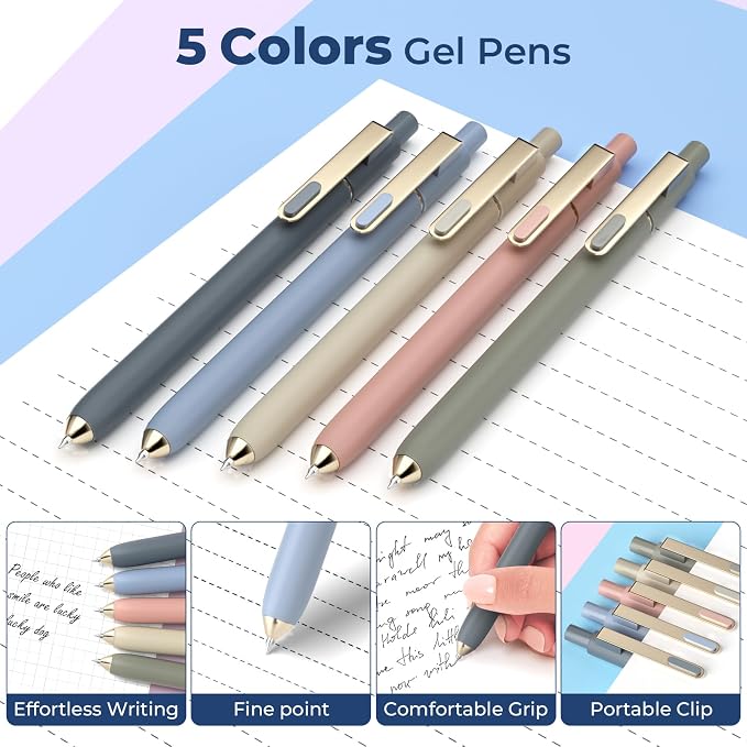 Nicpro Cute Spiral Notebook Stationary Set For Women, Bible Journal Set, 3PCS A5 Spiral Notebook, 5 Gel Pens, 5 Refills, 800 Sticky Notes, Gift Box, Aesthetic Gift Set for Study Office School Supplies