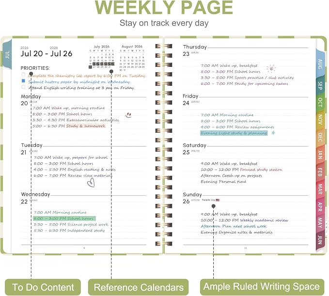 Planner 2026-2027, Weekly and Monthly Academic Planner, July 2026 - June 2027, Hardcover Calendar Agenda Book for School Year Planning, School Supplies for Teacher and Student, Letter Size(8.5'' x 11'')