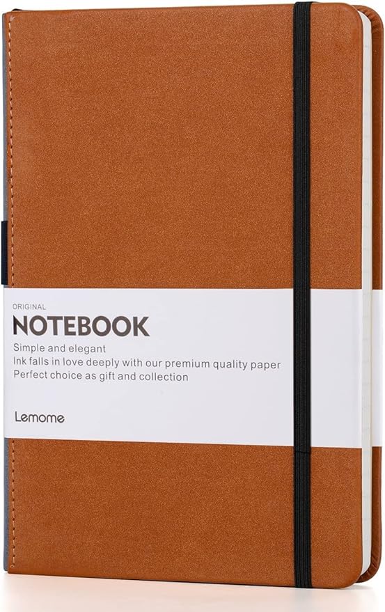 Lemome Thick Classic Notebook with Pen Loop A5 College Ruled Hardcover Writing Notebook with Pocket + Page Dividers Gifts, Banded, Large, 180 Pages, 8.4 x 5.7 in | Hardcover Ruled Journal, Pen Loop, for Work School Notes, Premium Thick Paper, Bound Cla...