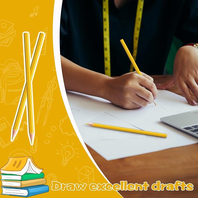 24 Pack Yellow Colored Pencils for Kids, Pre-sharpened Art Pencils Back to School Supplies Set, Drawing Sketching Pencils for Students, Teachers, Classroom