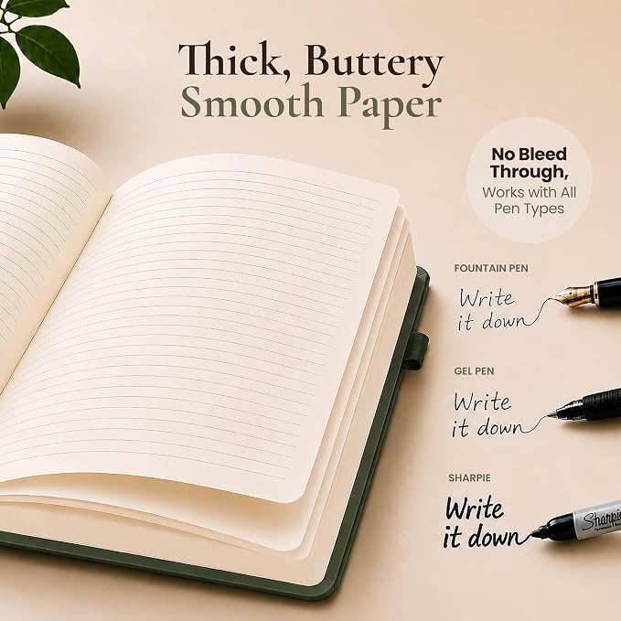 Lined Journal Notebook Hardcover Leather Bound 200 Pages A4 Green Diary | College Ruled 8.5x11" Journaling Notebooks for Men & Women, Writing for Personal, Large Travel Daily Note Book Tree of Life