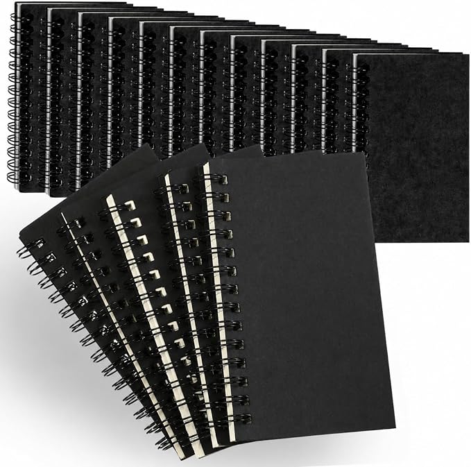 Jutom 18 Pcs Small Spiral Notebooks Memo Pads 3x5 Bulk Small Pocket Notepads Back to School Supplies Mini Notebook with Lined Mini Journals for Office & Work, 120 Pages (Black)