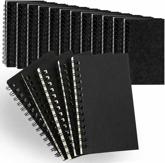 Jutom 18 Pcs Small Spiral Notebooks Memo Pads 3x5 Bulk Small Pocket Notepads Back to School Supplies Mini Notebook with Lined Mini Journals for Office & Work, 120 Pages (Black)