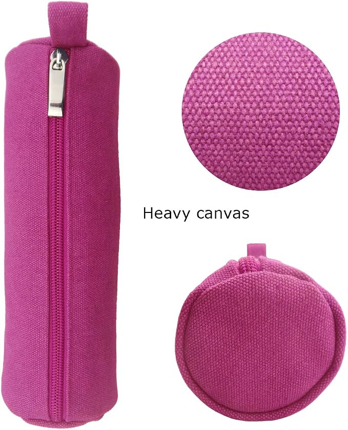 Enyuwlcm Heavy Canvas Stationery Stylish Simple Pencil Bag and Durable Compact Zipper Pencil Case Pouch 1 Pack Pink