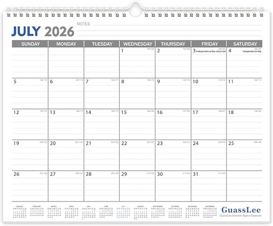 GuassLee 2026-2027 Wall Calendar - 19 Months Hanging Calendar from Jun. 2026 to Dec. 2027, 14" x 11.5", with Notes for Easy Planning School Home Office