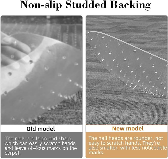 Office Chair Mat Carpet Protector: 36" x 36" Plastic Heavy Duty Computer Desk Mats with Lip for Low Flat and No Pile Carpeted Floor - Clear Rug Pad for Rolling Chairs Office Work Home Gaming Round