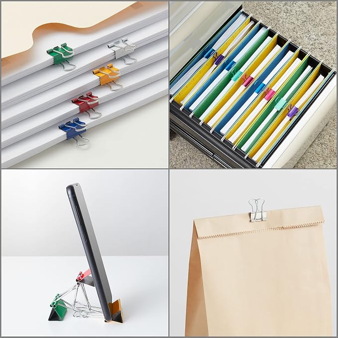 Staples Mini Binder Clips, Assorted Colors, 180 Pack – Small Clips for Notes, Receipts & Paper Organization