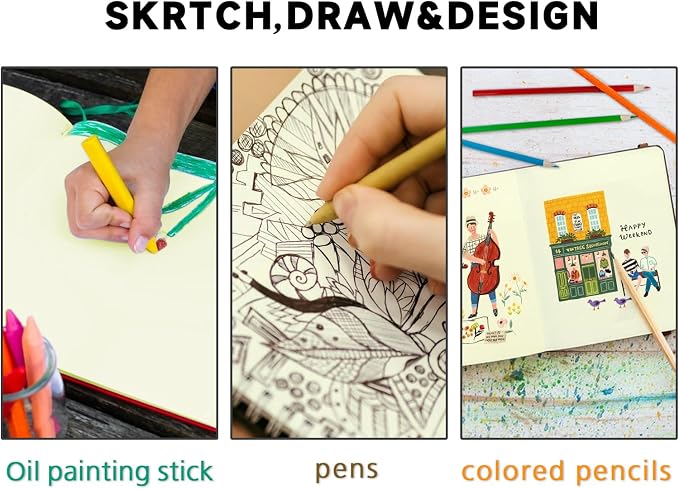 5" x 5" Hardcover Sketch Book,58 Sheets Hardcover Mixed Media Sketch Pad | PU Cover,150 GSM Acid Free Artist Drawing Paper,Travel Journal Blank Notebook for Adults Sketching,Illustration.