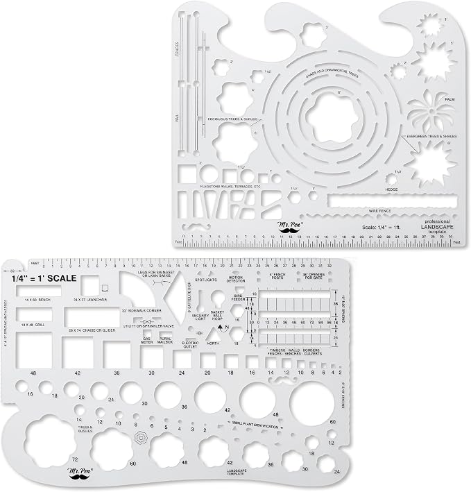Mr. Pen- Landscape Templates, Architectural Templates, Drafting Tools | Landscaping Tools, Landscape Design Template, Drafting Ruler Shapes, Drawing Stencils