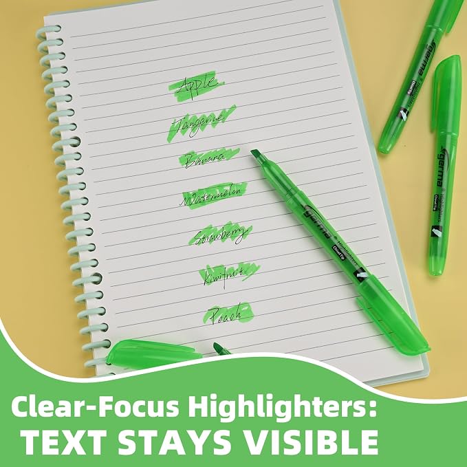 Cgerma Highlighters 36 Pack, Chisel Tip Green Highlighter Bright Colors,Quickly Drying, Perfect for Students Kids Adults Classroom, School, Office