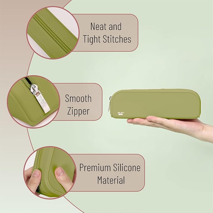 Mr. Pen- Silicone Pencil Case, Aesthetic Pencil Bag for Women, Makeup Pouch | Multifunctional Pouch for Stationery, Cosmetics and Electrical Goods Storage