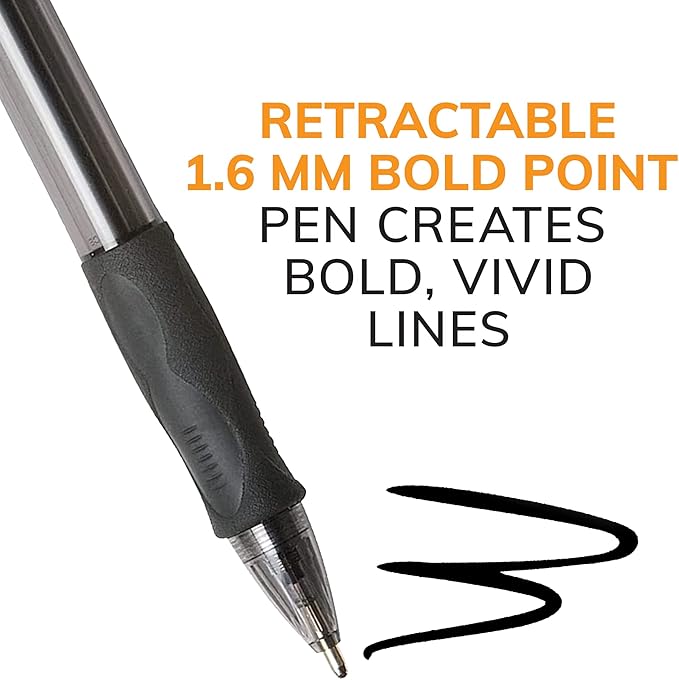 BIC Glide Bold Blue Ballpoint Pens, Bold Point (1.6mm), Retractable Ballpoint Pens With Comfortable Full Grip, 36 Count (Pack of 12)