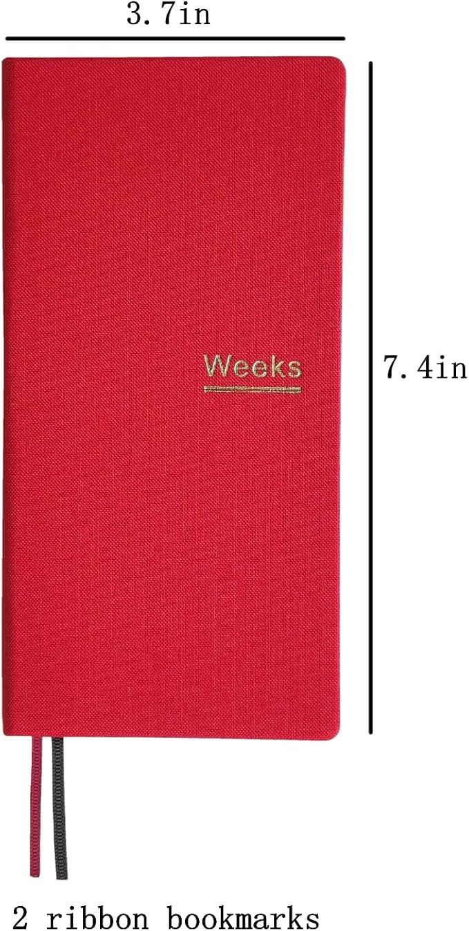 Undated Weekly Planner Notebook Pocket Organizer Appointment Book Journal Notebook A6 Week Plan Notepad (Bright red with cover)