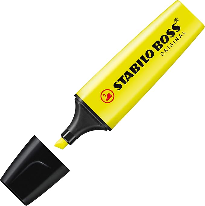 STABILO - BOSS ORIGINAL - Highlighter - Pack of 4 - Yellow, Orange, Green, Pink
