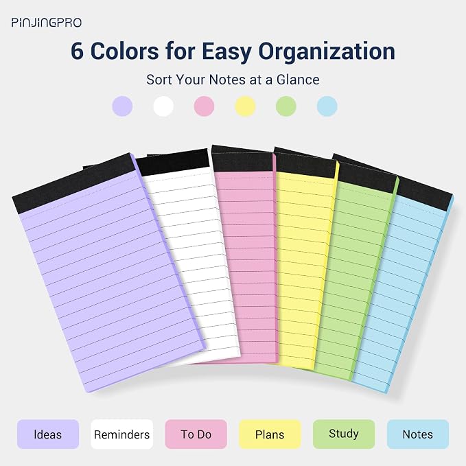 24 Pack Small Notepad Colored Note Pads 3x5 Mini Notepads Pocket Notepad Server Note Pad Lined Paper for Office Supplies, 30 Sheet/Notepad, Desk Notepads Portable Memo Pads for Teacher School Home