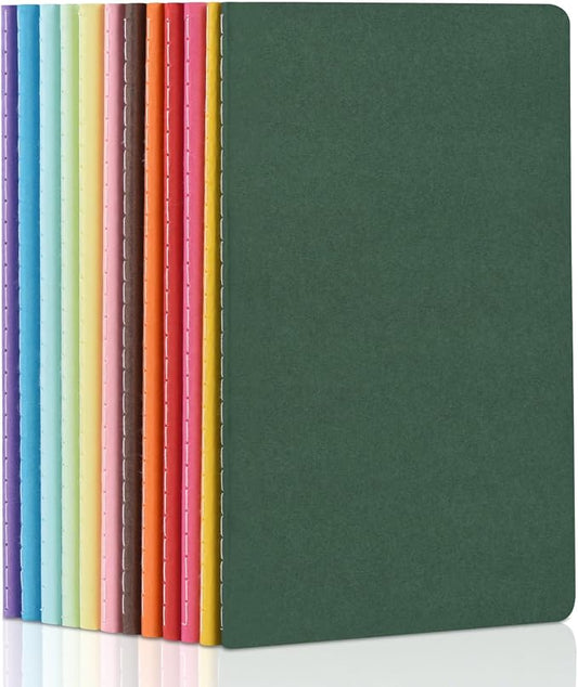 ZCZN 12 Pack Colorful Blank Notebooks Bulk, A5 Journals with 12 Colors, 60 Pages/30 Sheets, 8.3x5.5 Inch, Plain Paper, Travel Writing Journal Notebooks for Work & School