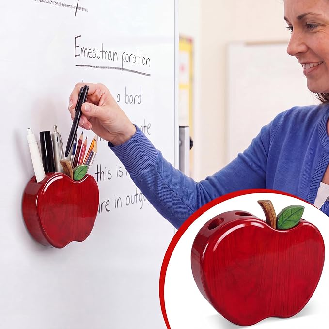 2 Pack Back to School Teacher Gifts for Classroom | Apple Wooden Magnetic Pencil Holder End of Year Gift Table Centerpieces Thank You Appreciation from Student to Teacher School