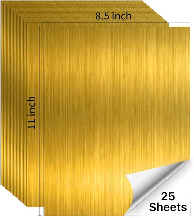 STARLIBOO Gold Printable Sticker Paper, 25 Sheets Printable Holographic Gold Sticker Paper, Laser/Inkjet Printing-Letter Size (8.5" x 11")