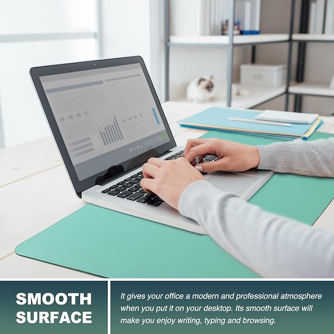 K KNODEL Small Desk Protector Mat, Leather Desk Pad (23.6"x13.8", Green) | Non-Slip Desk Mat, Desk Pads and Blotters, Desktop Mat, Desk Protector and Cover, Office Computer, Laptop and Keyboard Mat