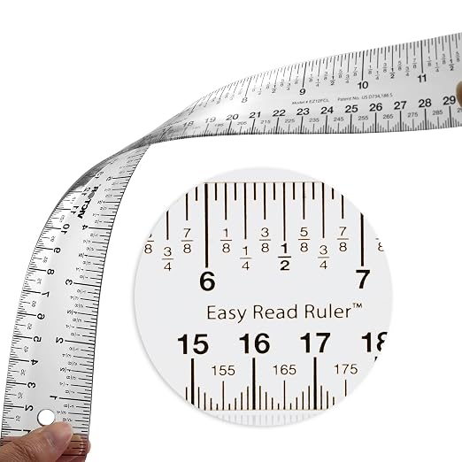 12 Inch Easy Read Ruler, Clear Flexible, Bendable, Shatterproof, Ruler