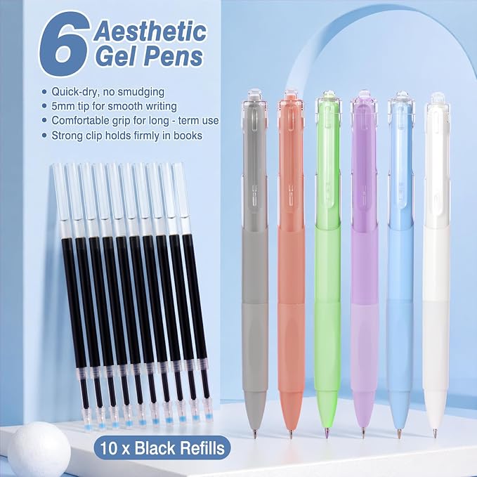 MoKo Pencil Case with Supplies, 59Pcs Aesthetic School Set, Blue | Includes gel pens, wooden and mechanical pencils, 0.5 and 0.7 mm refills, highlighters, erasers and sharpeners.