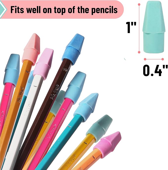 Mr. Pen- Pencil Erasers Toppers, 500 Pack, Colorful, Latex Free, No Smudge | Mr Pen Erasers for Pencils