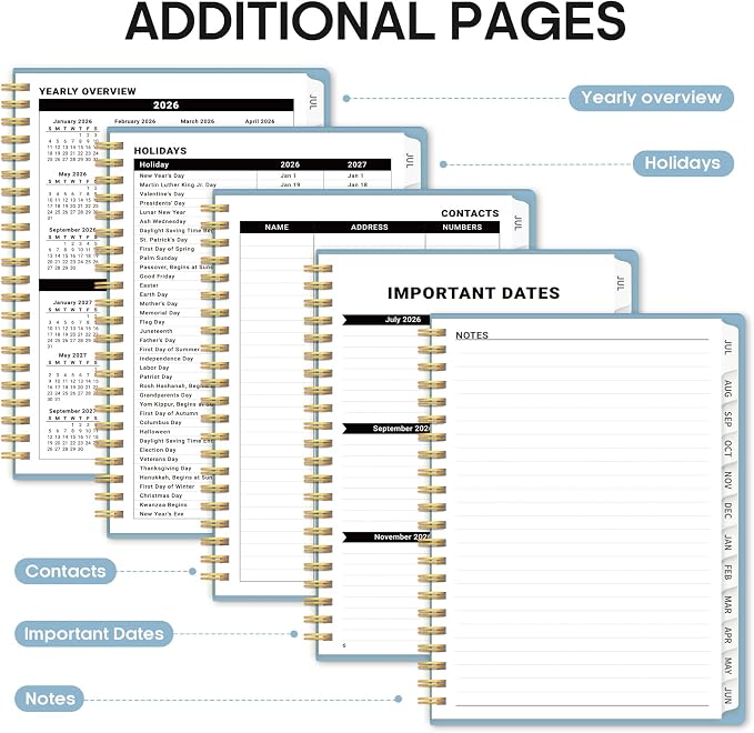 Planner 2026-2027, 8.5" x 11" Weekly and Monthly Academic Year Planner Calendar, July 2026 - June 2027, Hardcover Large School Planning Agenda With Tabs, Perfect for School & Office Supplies, A4, Baby Blue