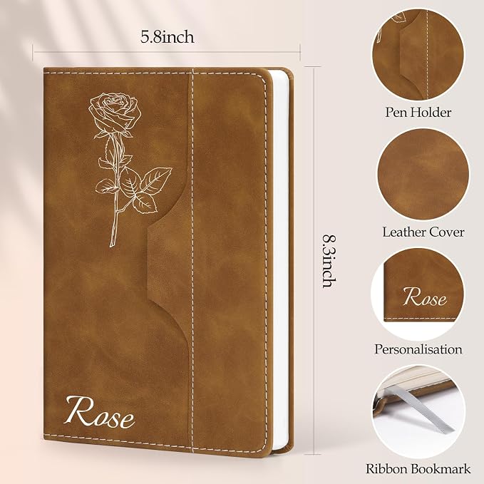 ENOMY Personalized Notebook Journal with Pen & Gift Box Custom Notebook A5 Hardcover Notebook Set for Men Women Lined Journal for Work College Graduation Xmas Gifts (Black)