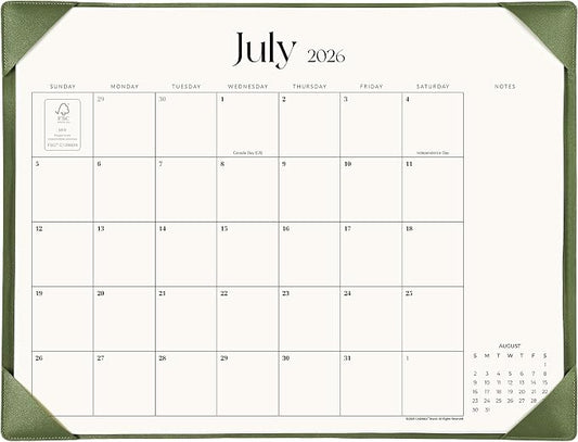 Simplified Desk Calendar 2026 with Desktop Mat, Cabbrix Large Desk Pad Calendar 21" x 16-1/2" Including January 2026 to June 2027, Desk Blotter Calendar for Home School and Office (Mint Green)