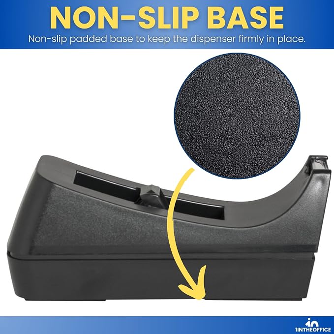 1InTheOffice Desk Tape Dispenser, Black 4 Pack (Desktop Tape Dispenser)