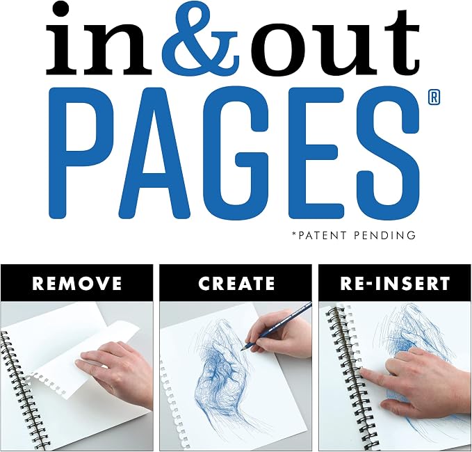 Grumbacher Mixed Media Paper Pad with in & Out Pages, 160 GSM, 7" x 10", Side Wire Bound, 50 White Sheets/Pad, 1 Each