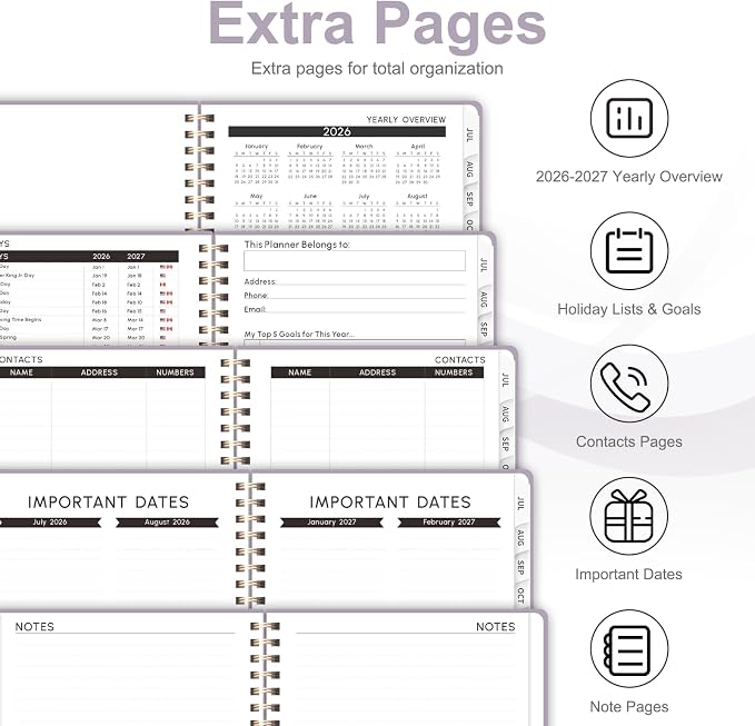 Planner 2026-2027, Weekly and Monthly Academic Planner, July 2026 - June 2027, Hardcover Calendar Agenda Book for School Year Planning, School Supplies for Teacher and Student, A5(6.3'' x 8.5'')