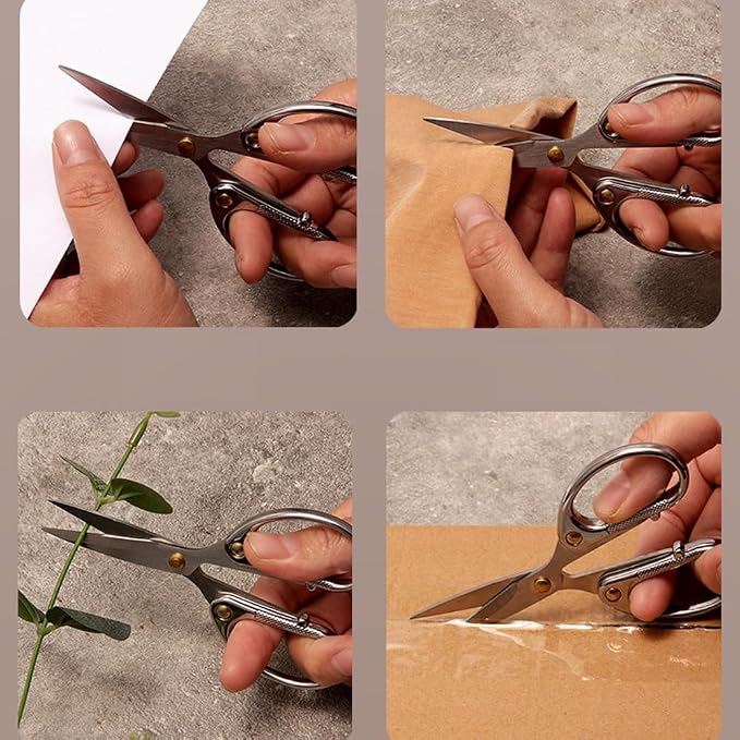 5-inch Small Craft Scissors, Sharp Blades Office Scissors for Desk, Stainless Steel All Purpose Scissors for Office, Home, School, DIY, Sewing, Fabric (Silver)