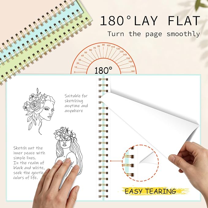 4 Pack Blank Spiral Notebook 8.5"x11" Hardcover Sketch Book | A4 large unlined,120 pages, 100gsm thick paper,for women men,for school office home note taking drawing,classic dark colors